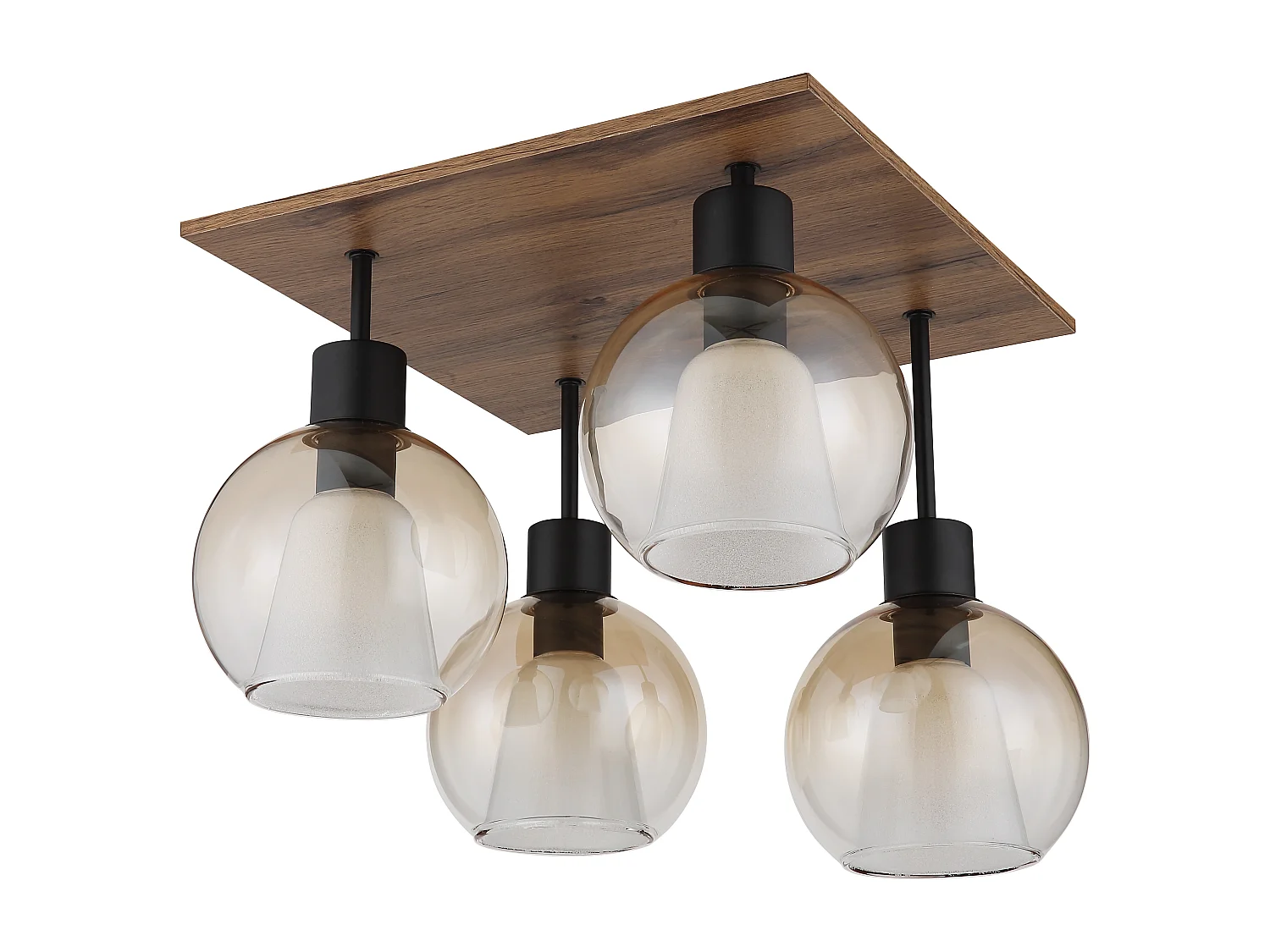 Plafonnier métal noir mat, 4x E27