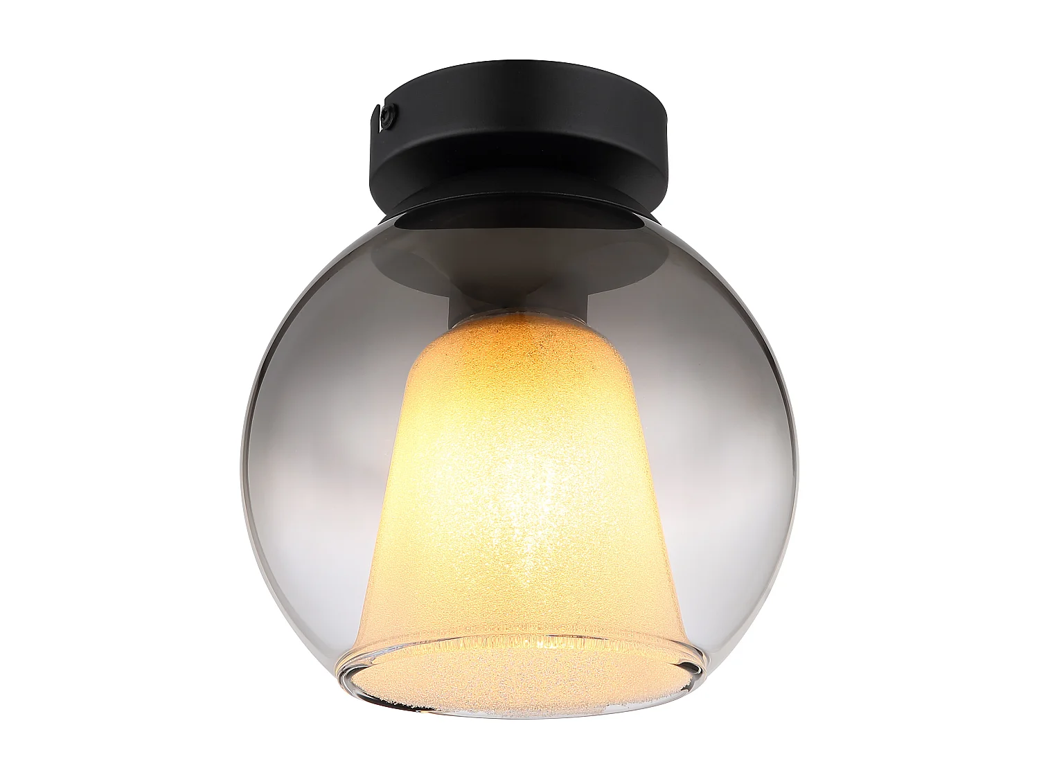 Plafonnier métal noir mat, 1x E27