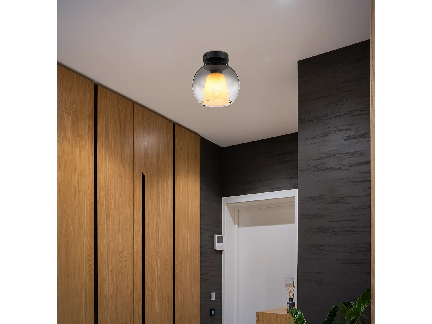 Plafonnier métal noir mat, 1x E27