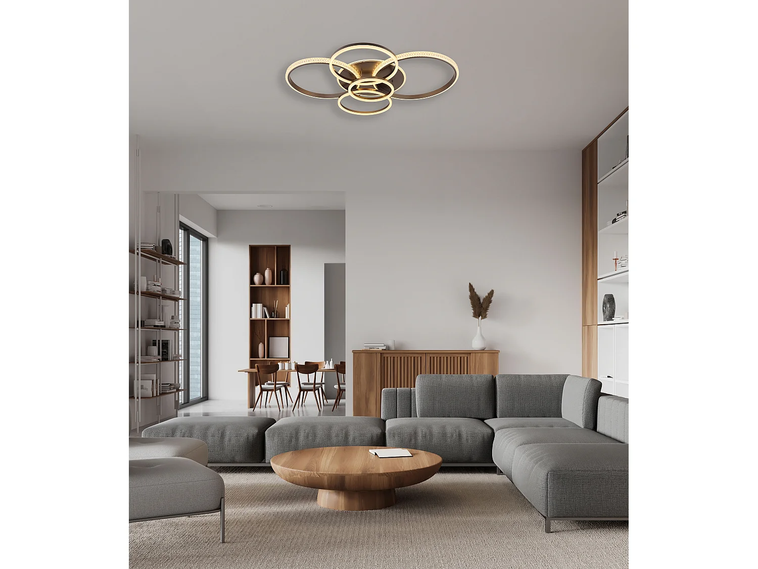 Plafondlamp metaal antraciet dof, LED