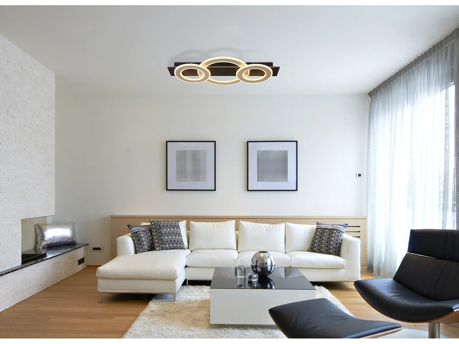 Plafonnier métal noir mat, LED