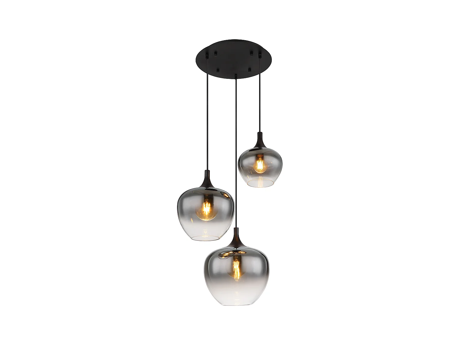 Suspension métal noir mat, 3x E27