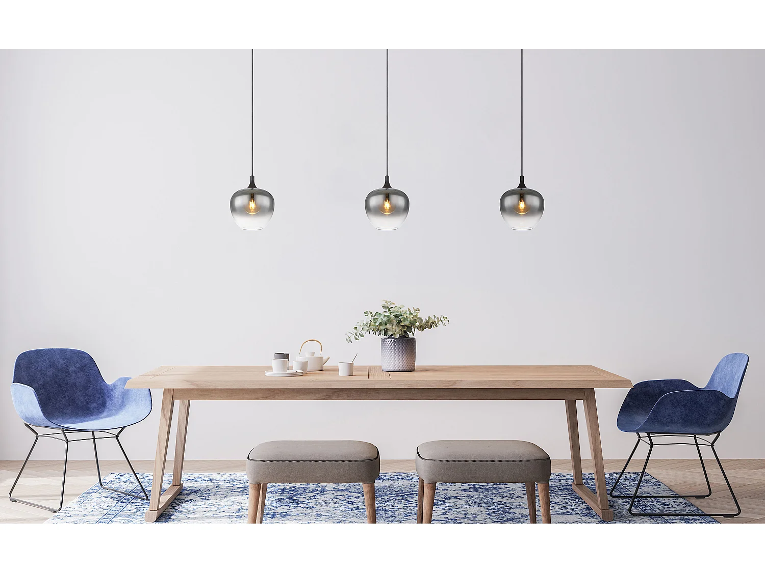 Suspension métal noir mat, 1x E27