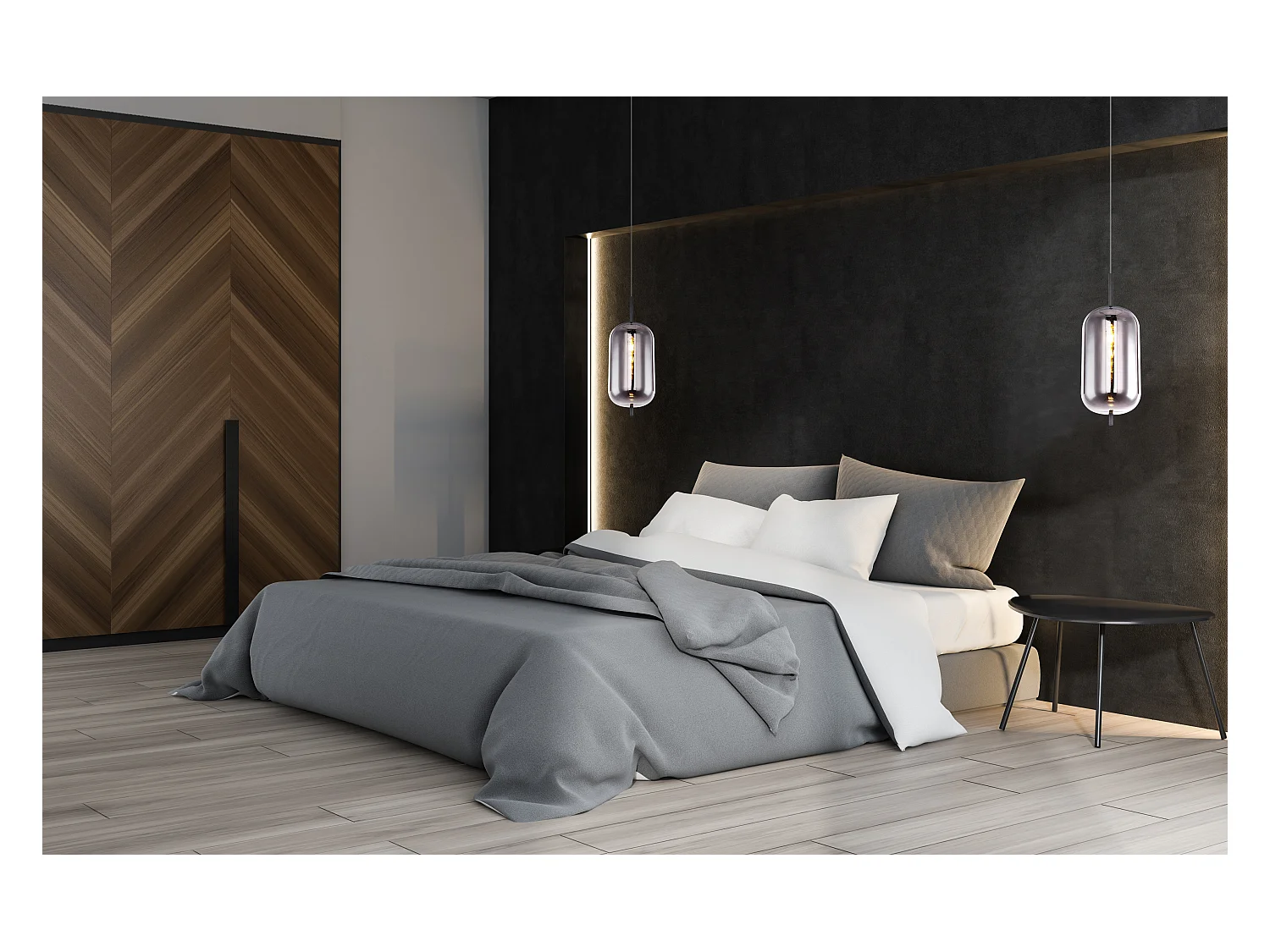 Suspension métal noir, 1x E27