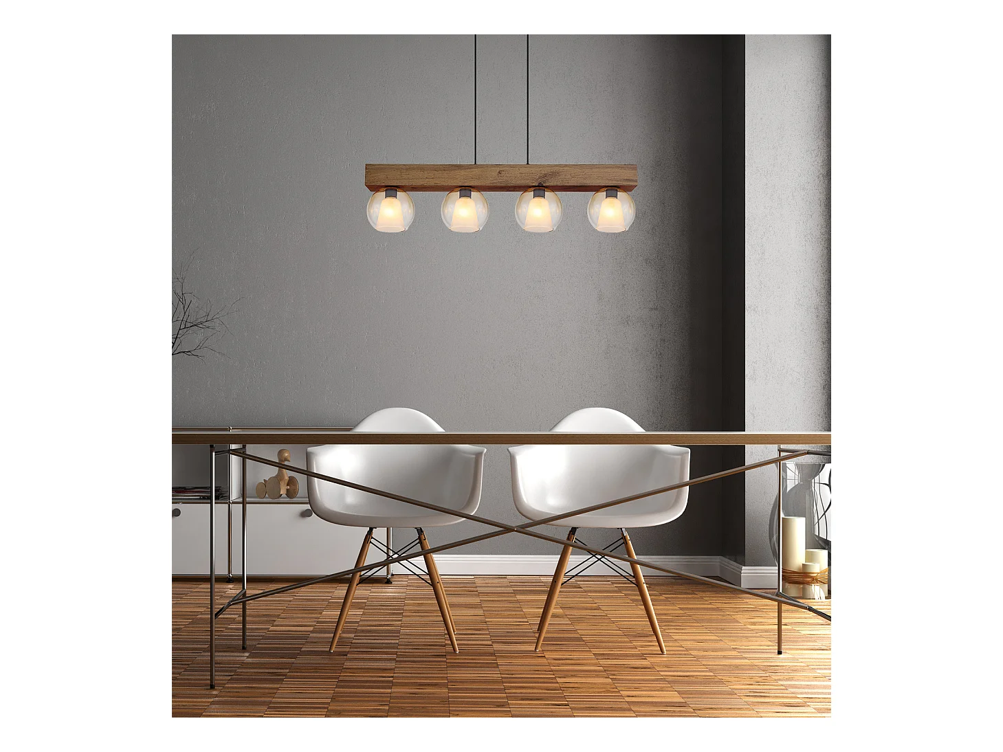 Hängeleuchte Metall schwarz matt, 4x E27