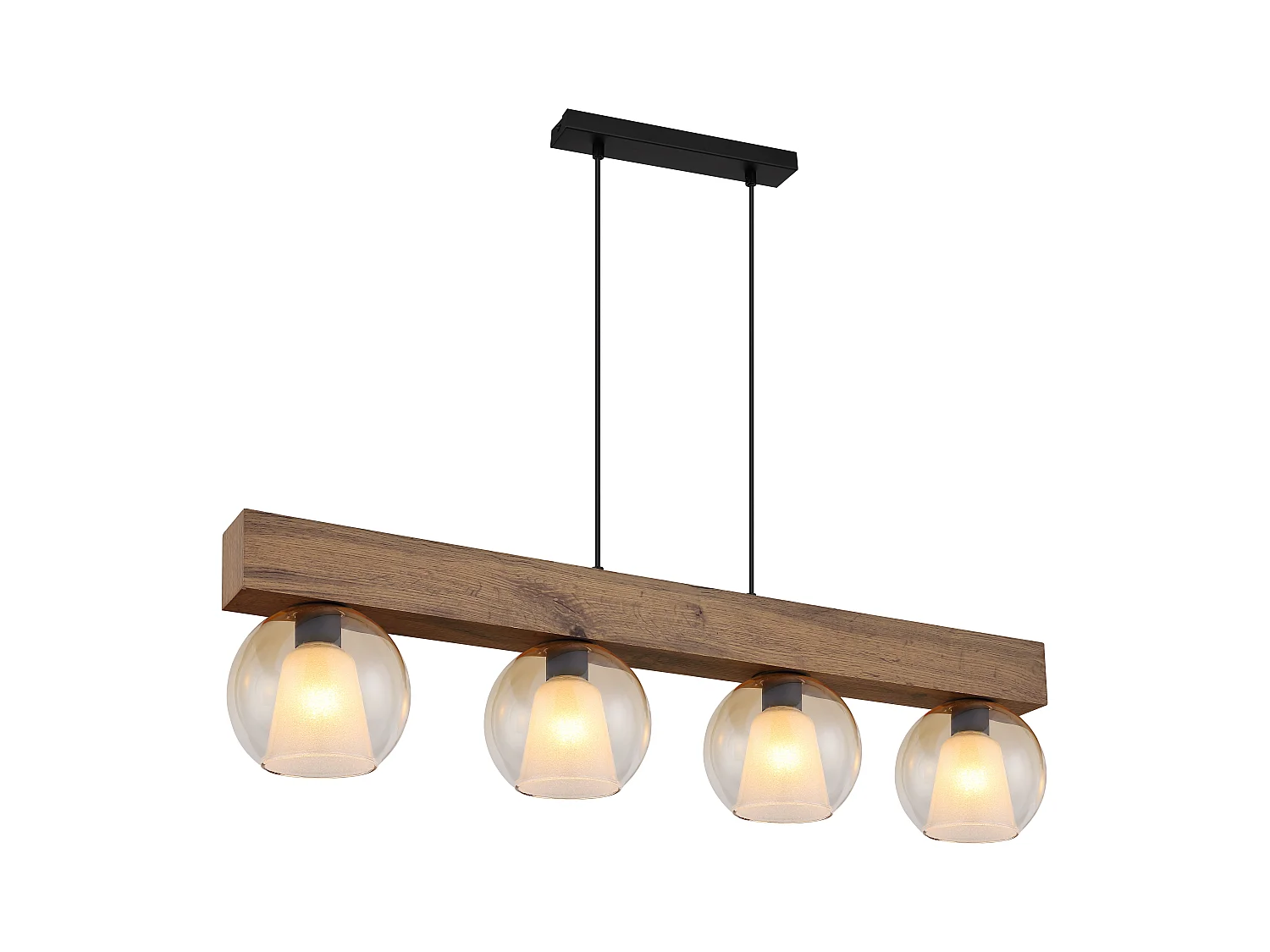 Suspension métal noir mat, 4x E27