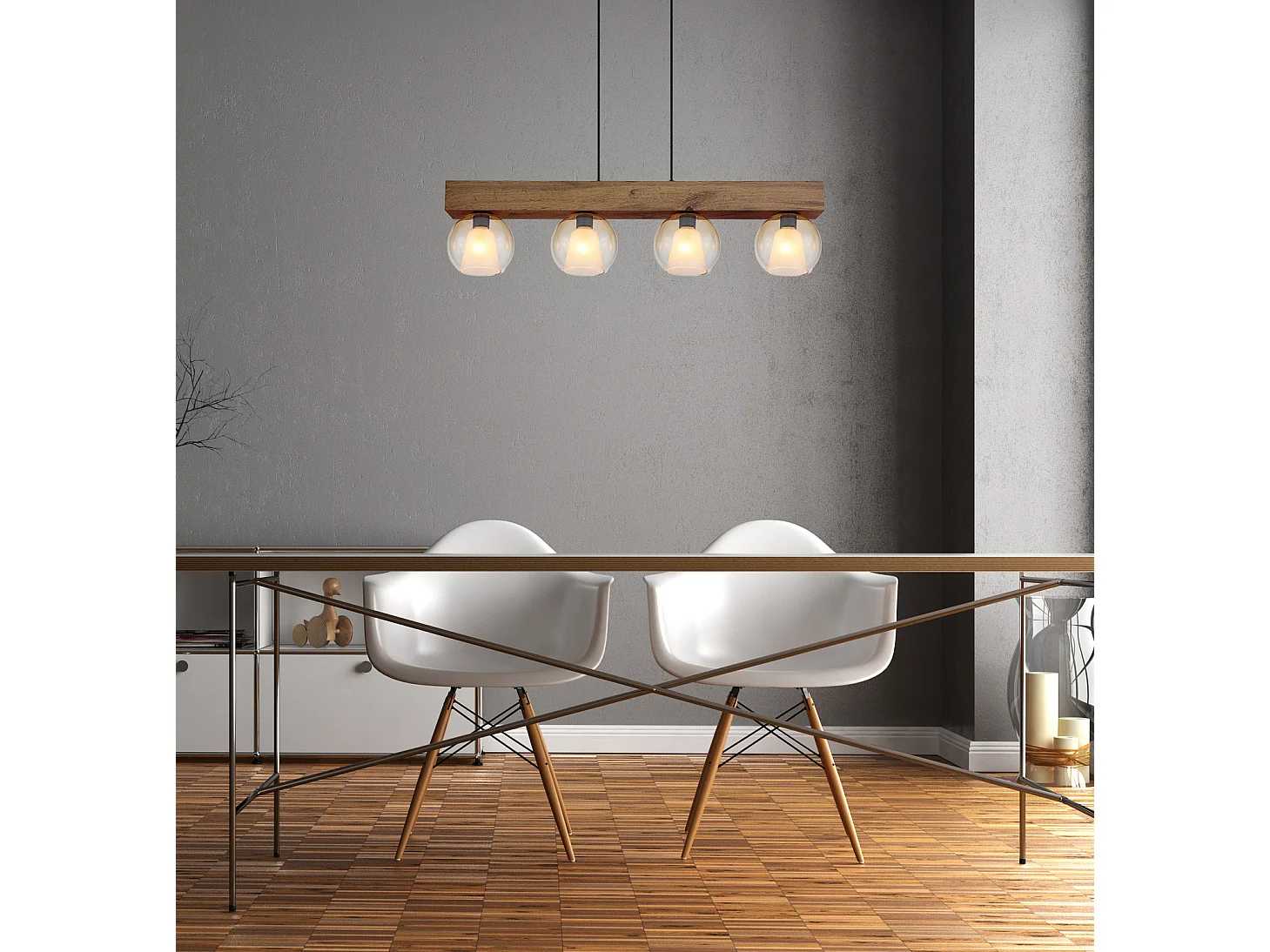 Suspension métal noir mat, 4x E27