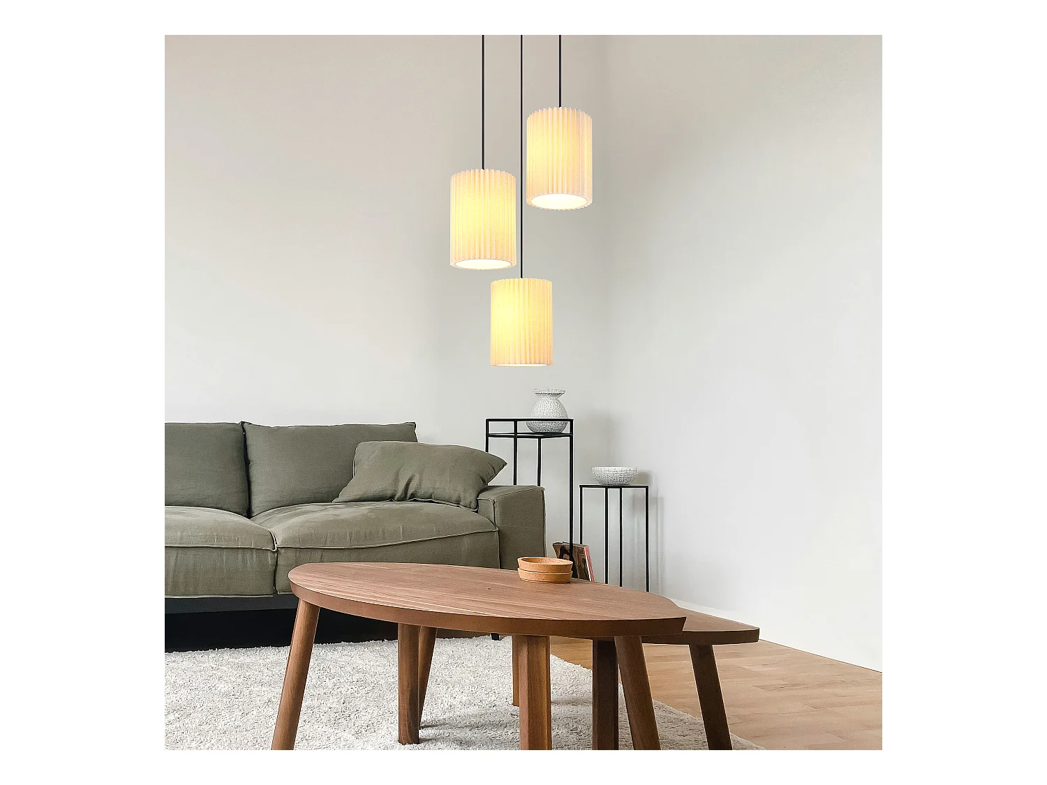 Suspension métal noir mat, 3x E27