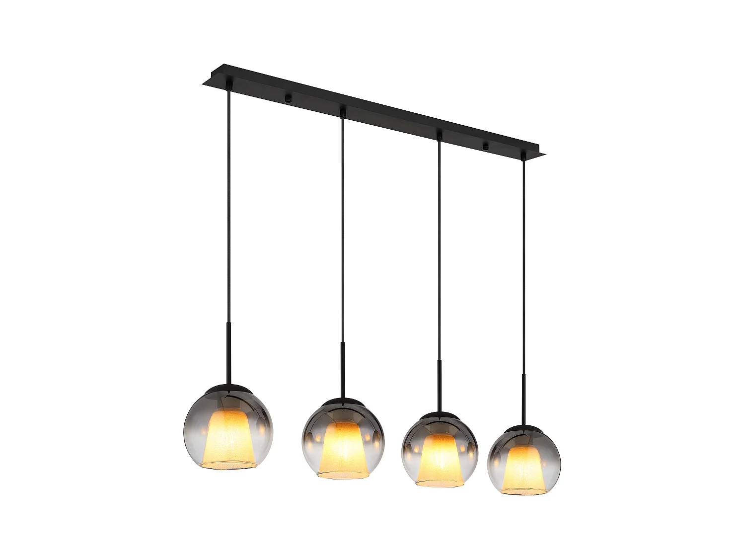 Suspension métal noir mat, 4x E27