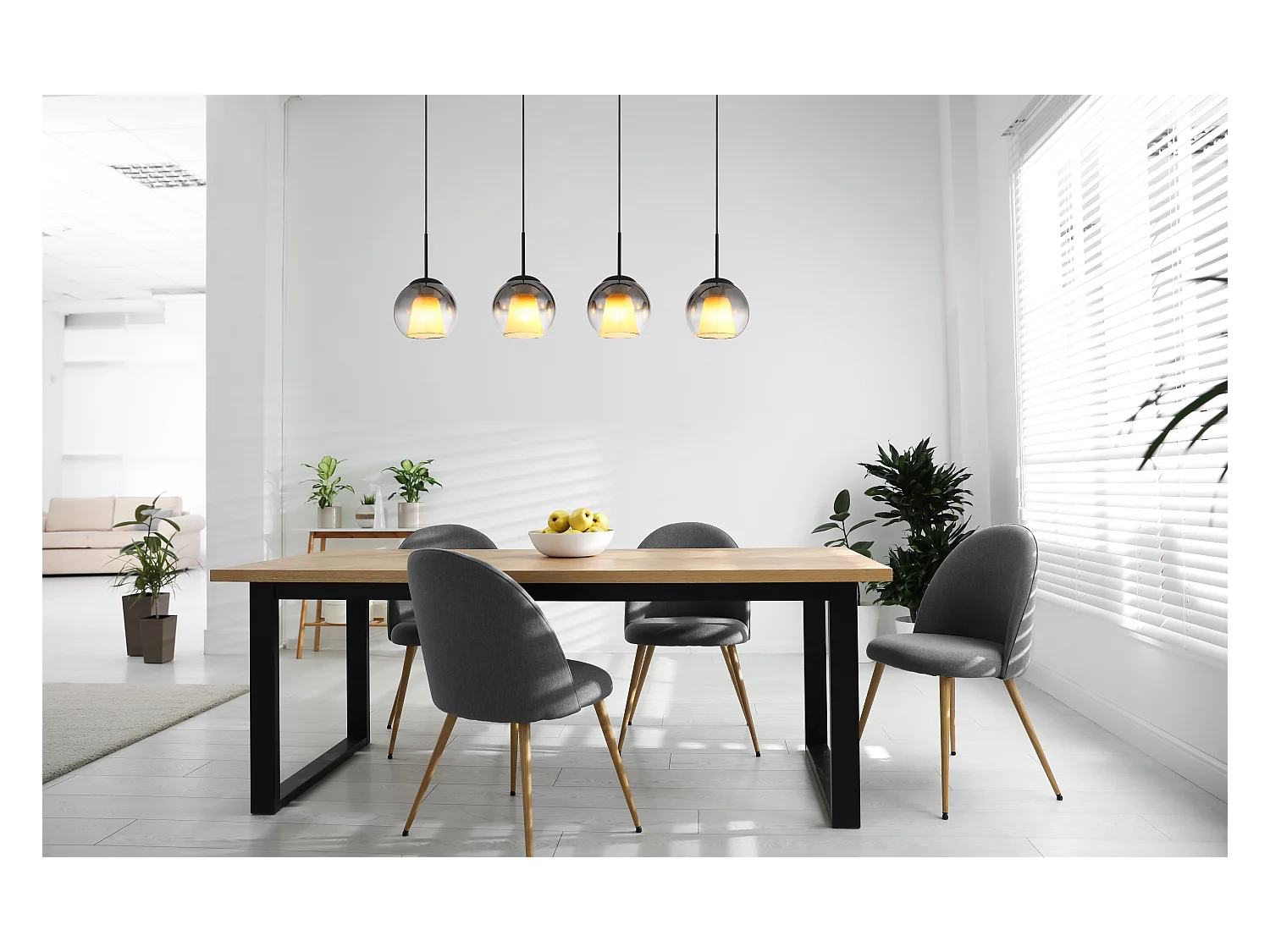 Suspension métal noir mat, 4x E27