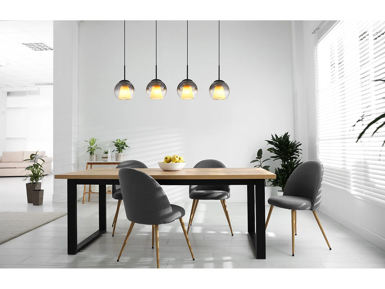 Hängeleuchte Metall schwarz matt, 4x E27