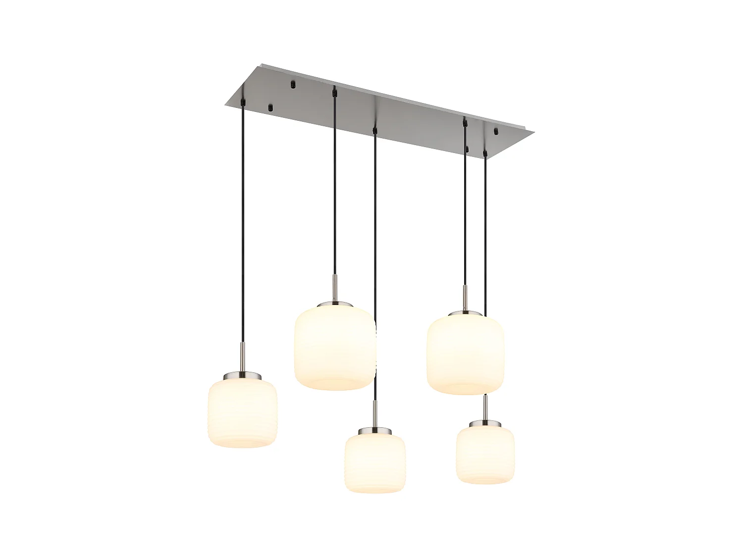 Suspension métal nickel mat, 5x E27 LED