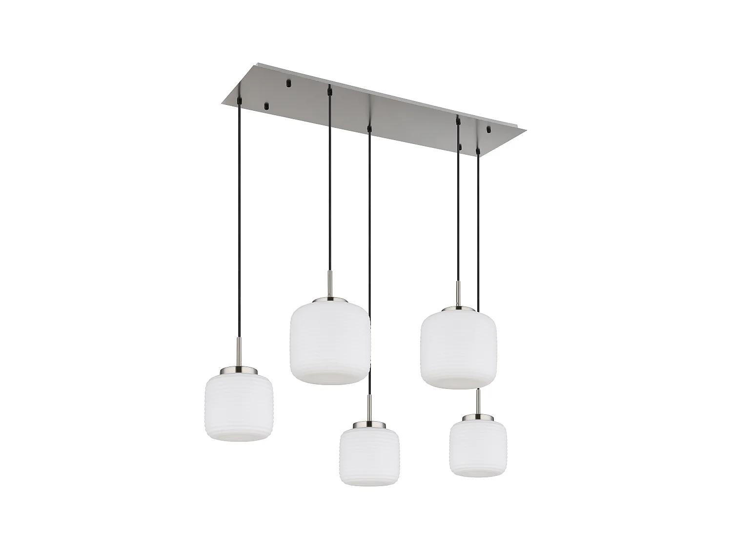 Suspension métal nickel mat, 5x E27 LED