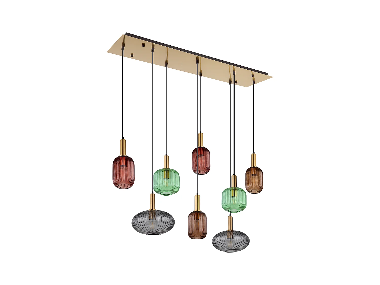 Suspension métal couleur laiton mat, 8x E27