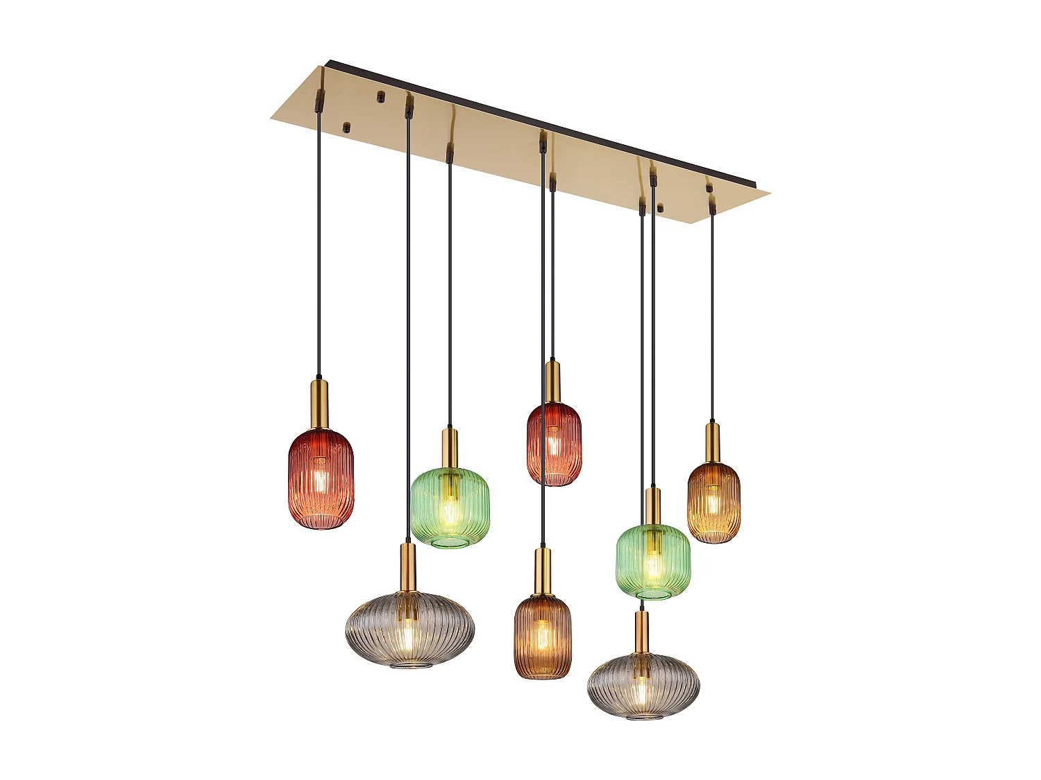 Suspension métal couleur laiton mat, 8x E27