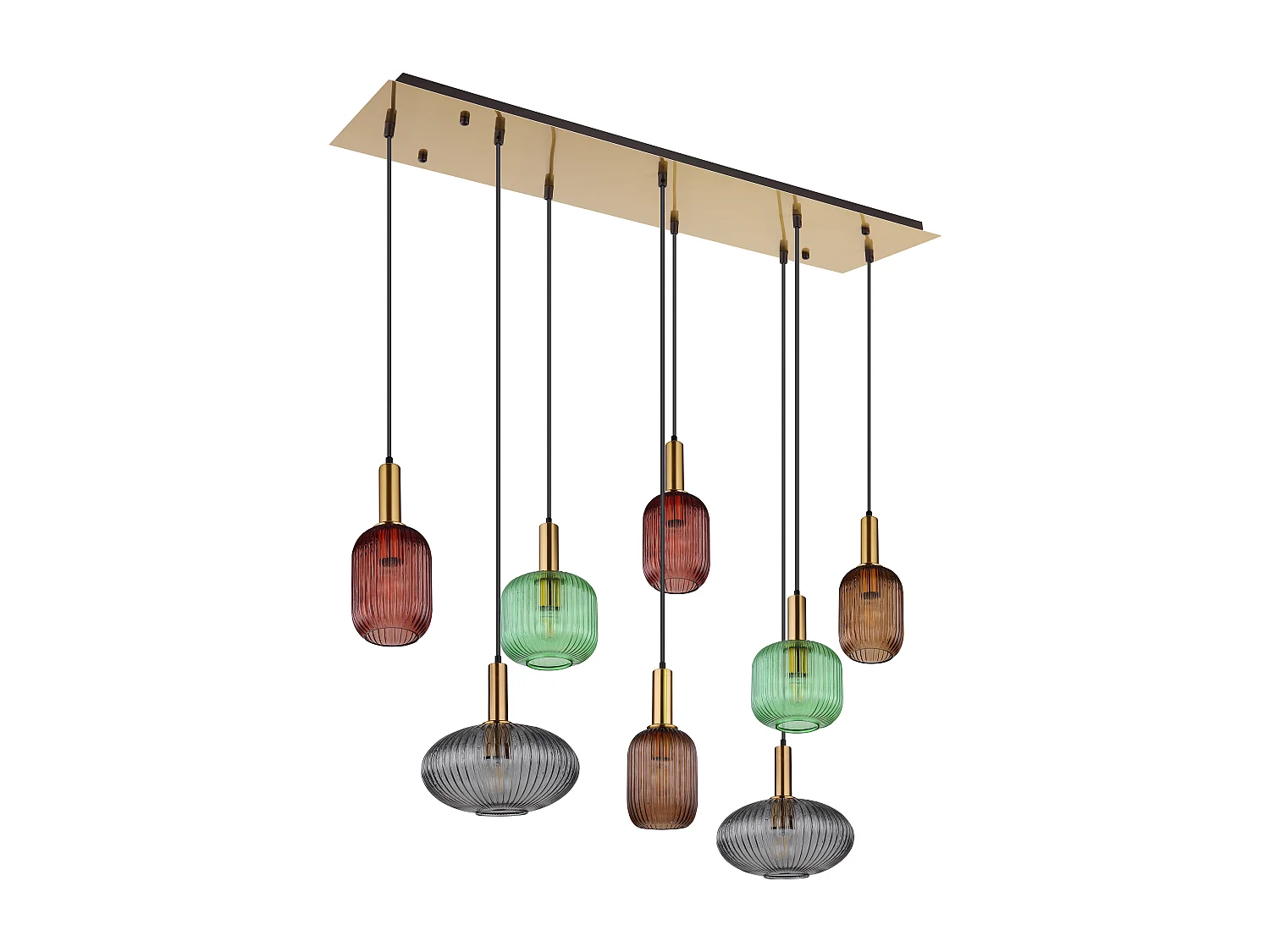 Suspension métal couleur laiton mat, 8x E27