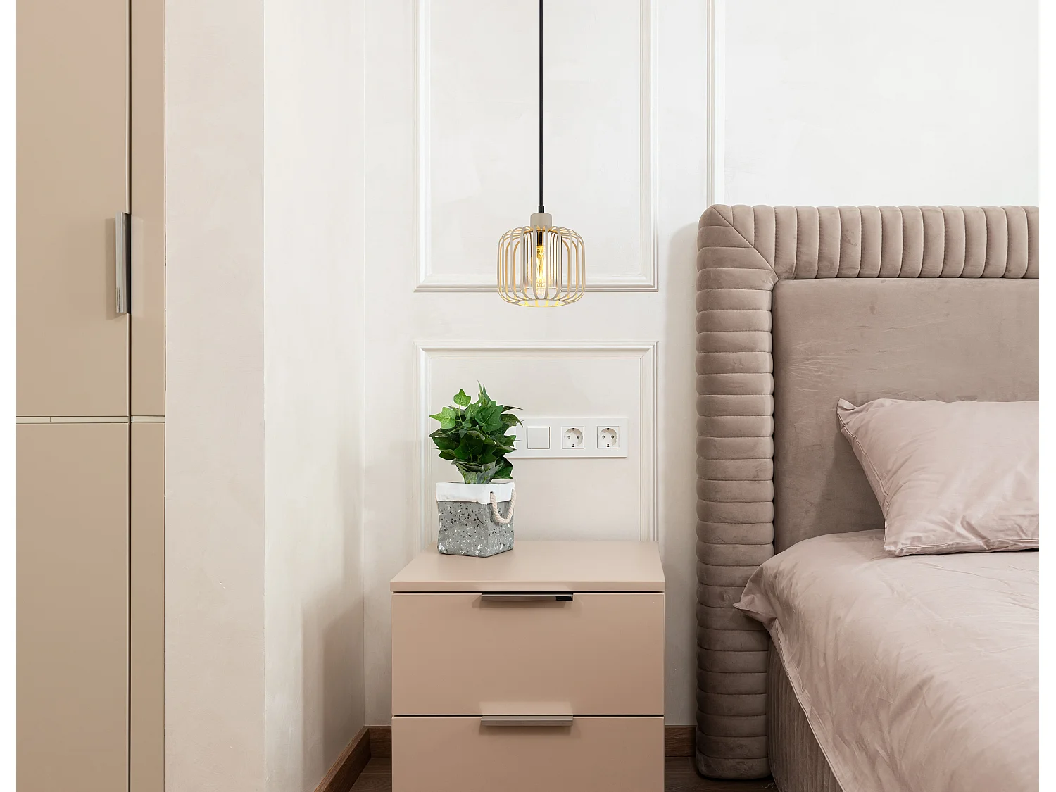 Suspension métal couleur sable mat, 1x E27