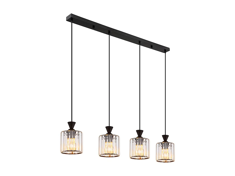 Suspension métal noir mat, 4x E27