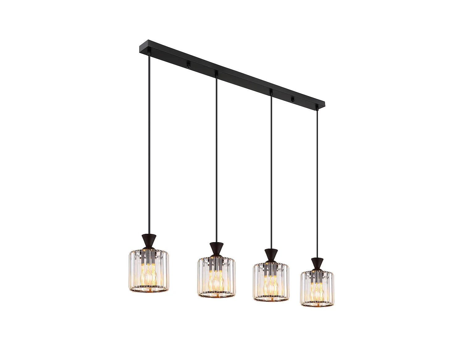 Suspension métal noir mat, 4x E27