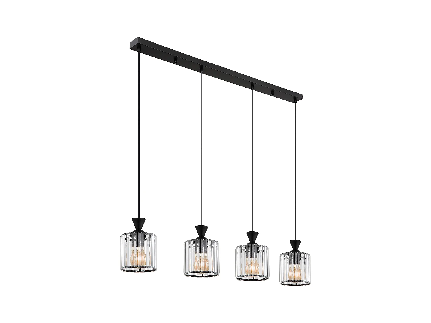 Suspension métal noir mat, 4x E27