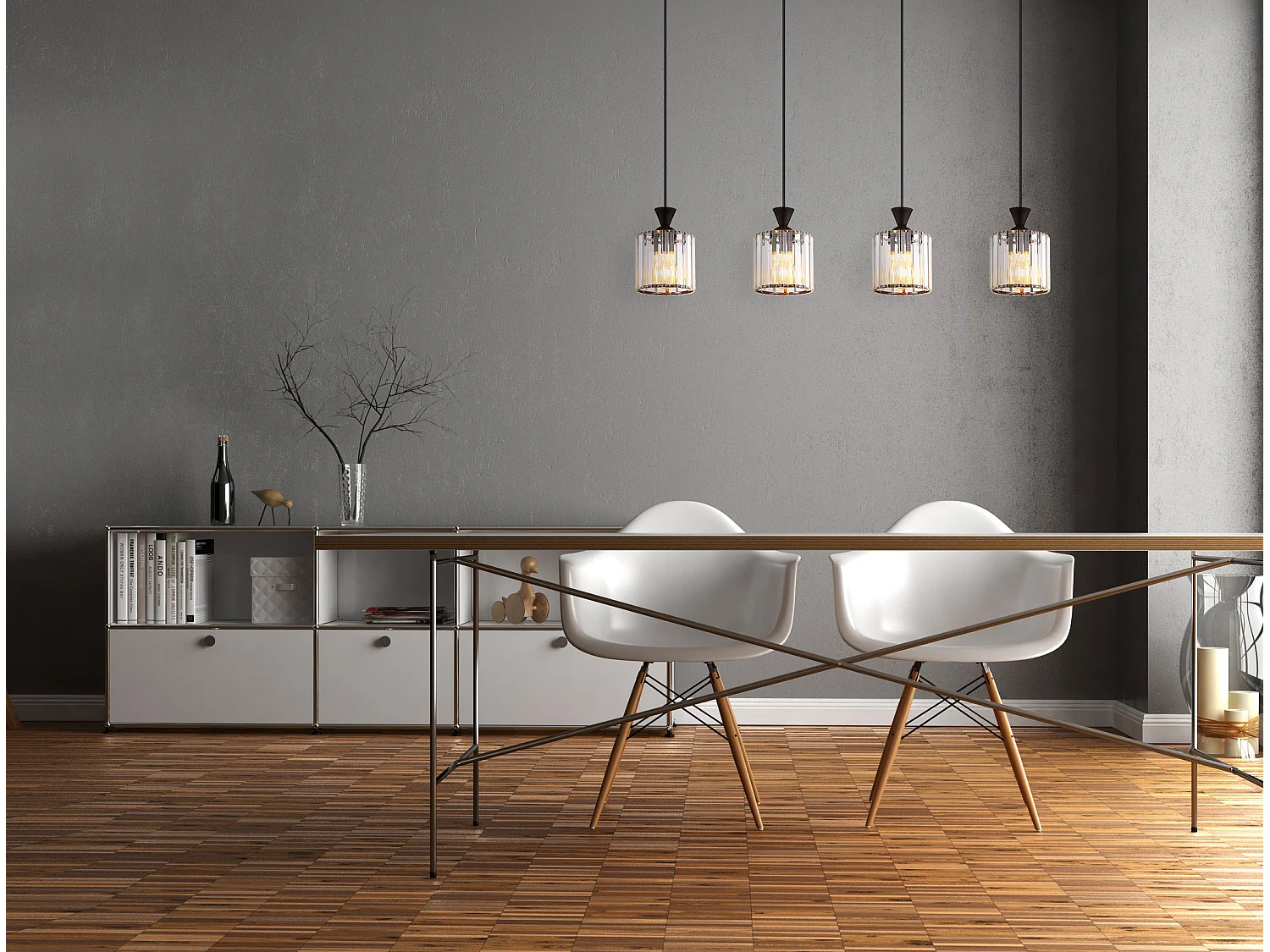 Hängeleuchte Metall schwarz matt, 4x E27