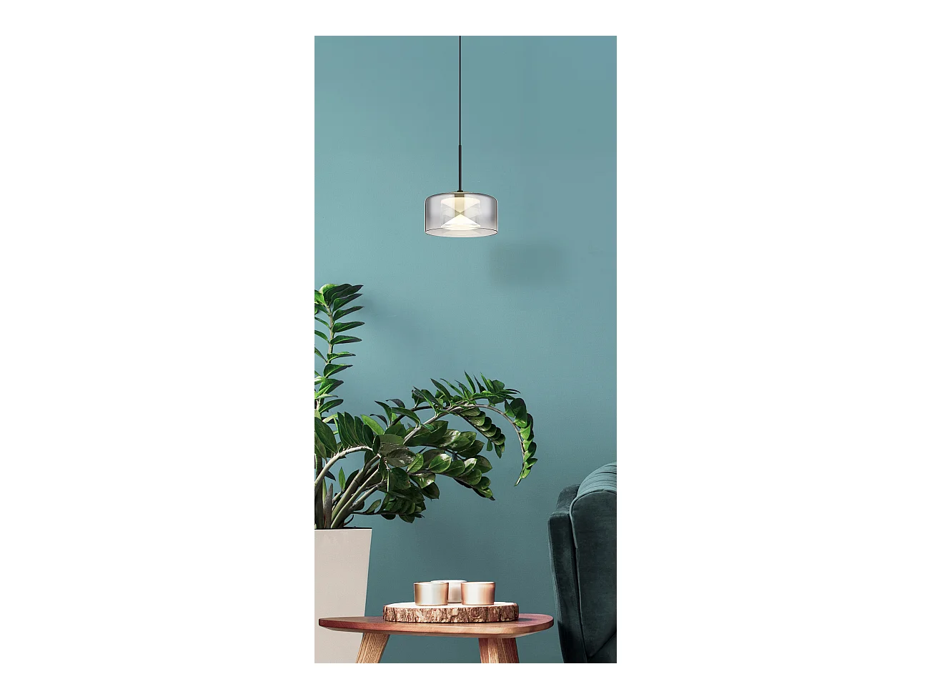 Suspension métal noir mat, LED