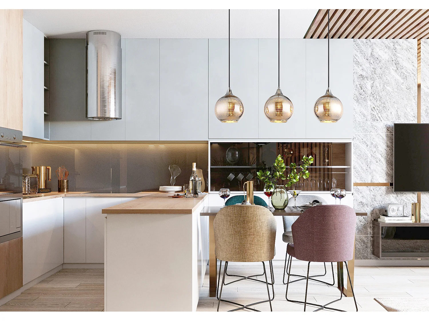 Hängeleuchte Metall weiß, 3x E27