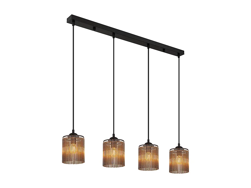 Suspension métal noir mat, 4x E14