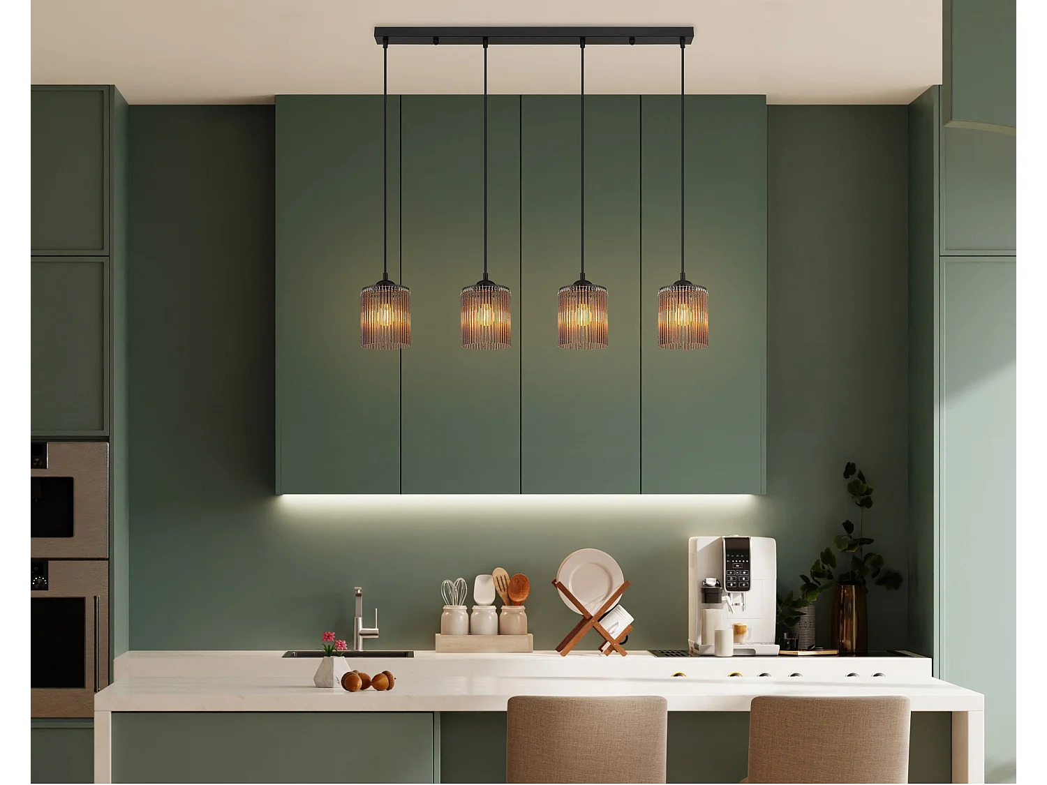 Suspension métal noir mat, 4x E14