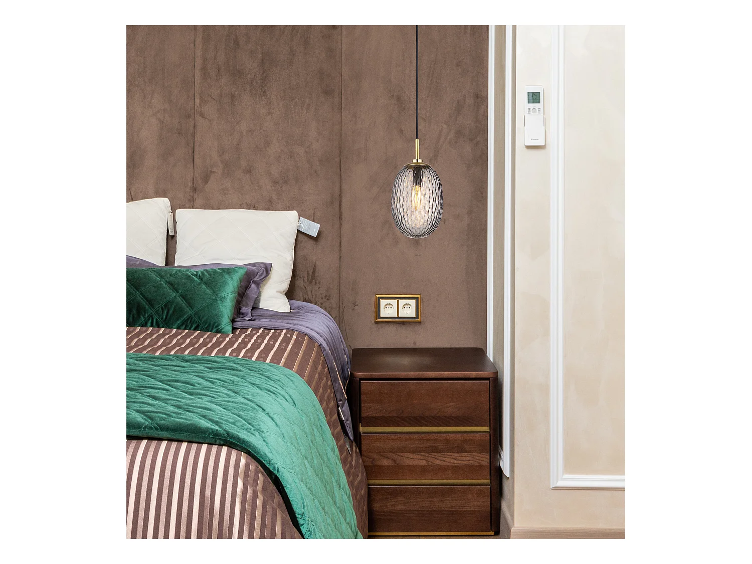 Suspension métal couleur or mat, 1x E14