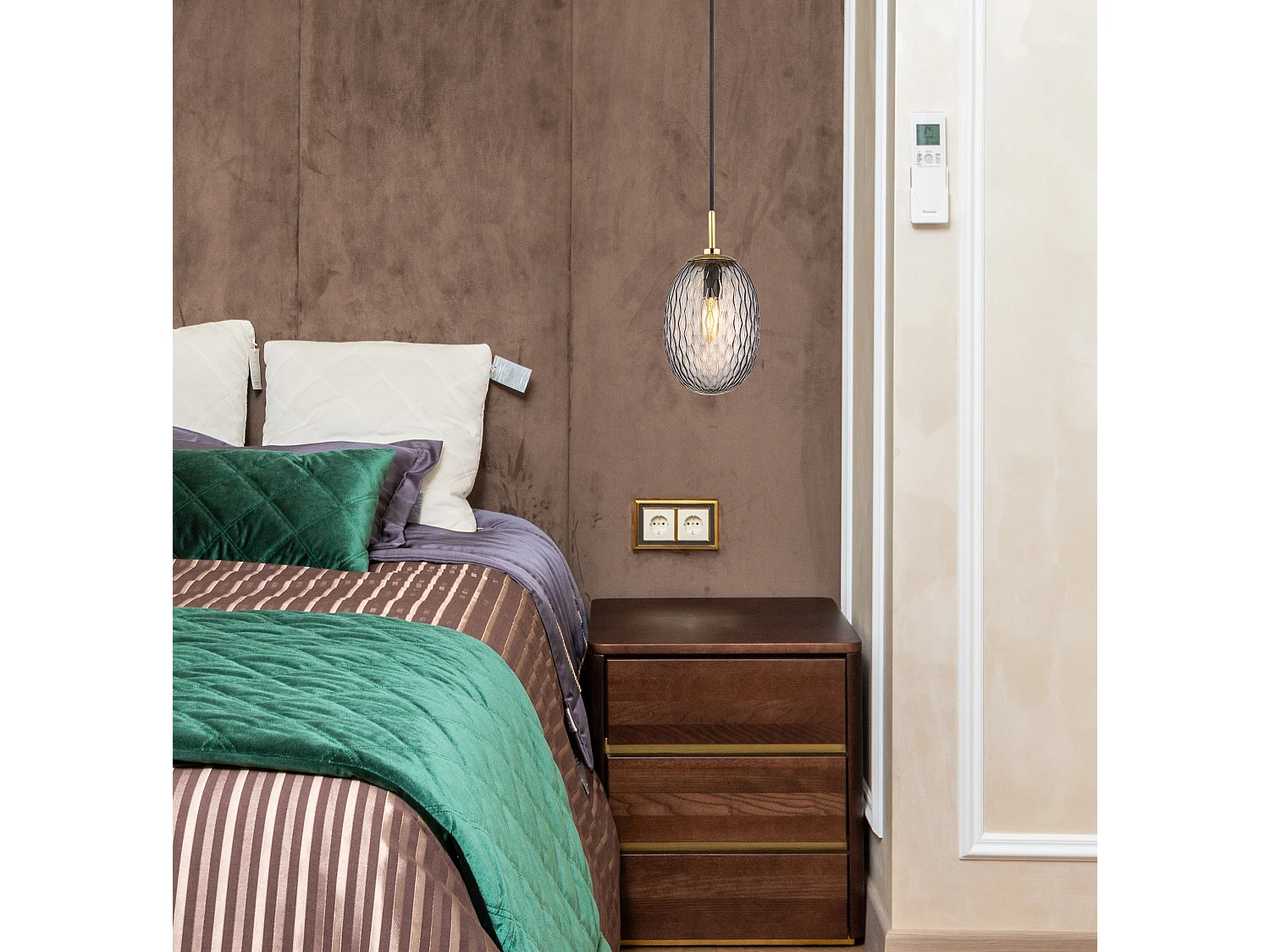 Lámpara colgante metal dorado mate, 1x E14