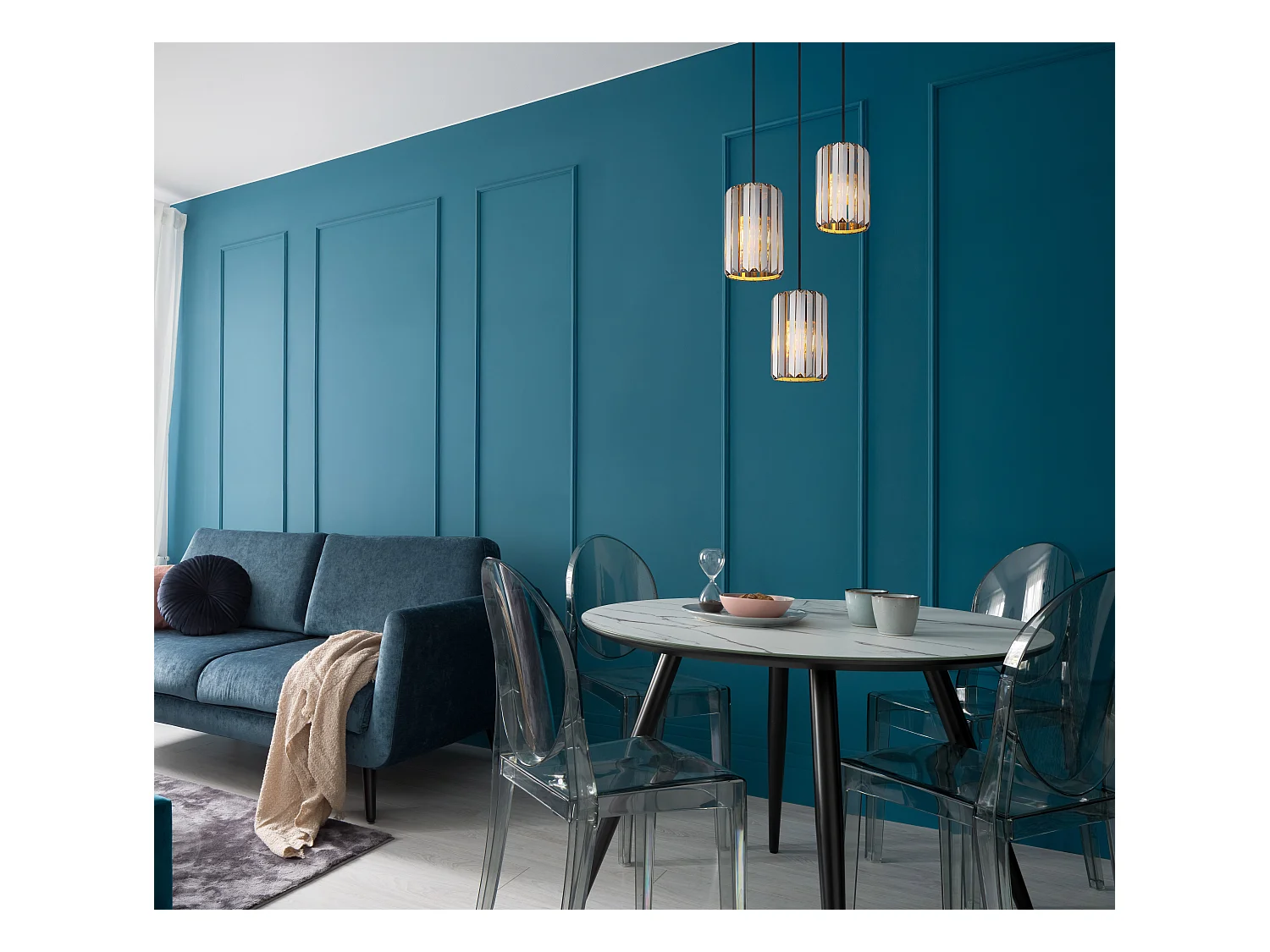 Hängeleuchte Metall holzoptik, 3x E27