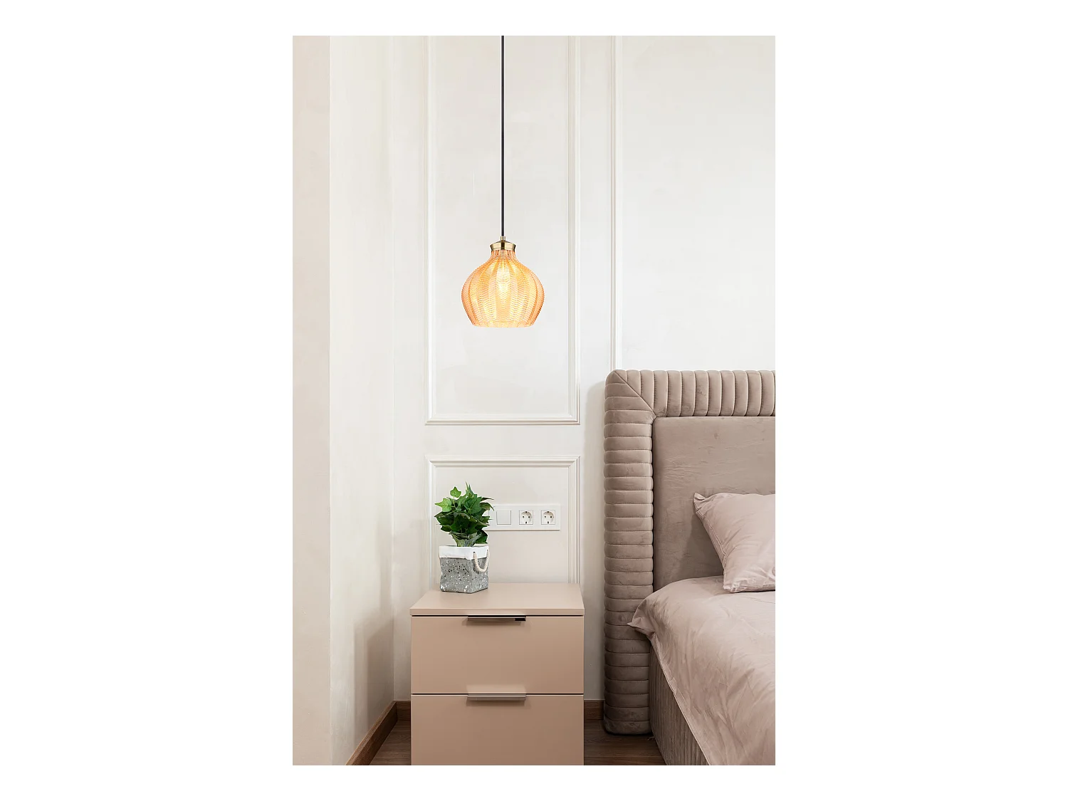 Suspension métal couleur or mat, 1x E27