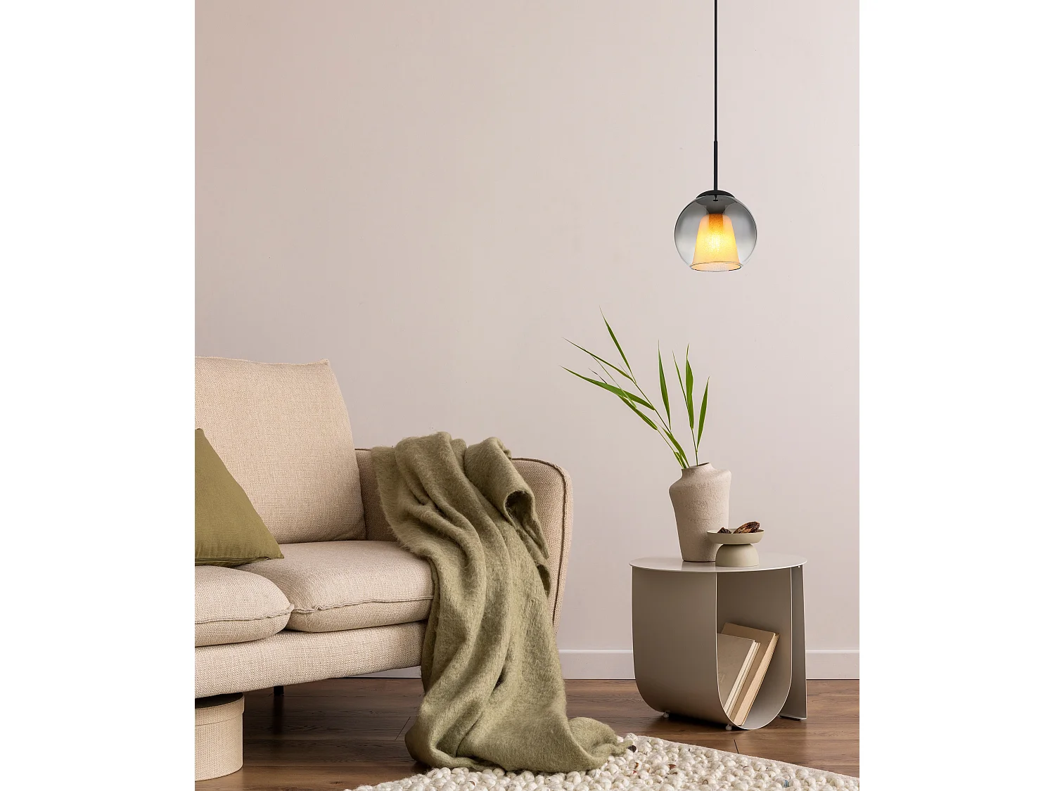 Suspension métal noir mat, 1x E27