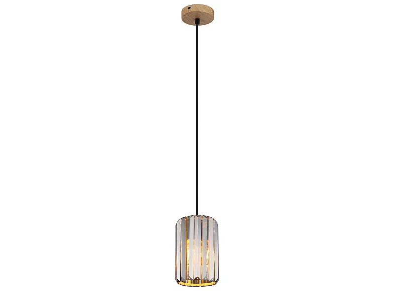 Suspension métal décor bois, 1x E27