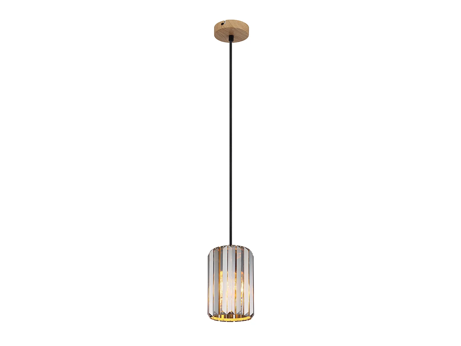 Suspension métal décor bois, 1x E27