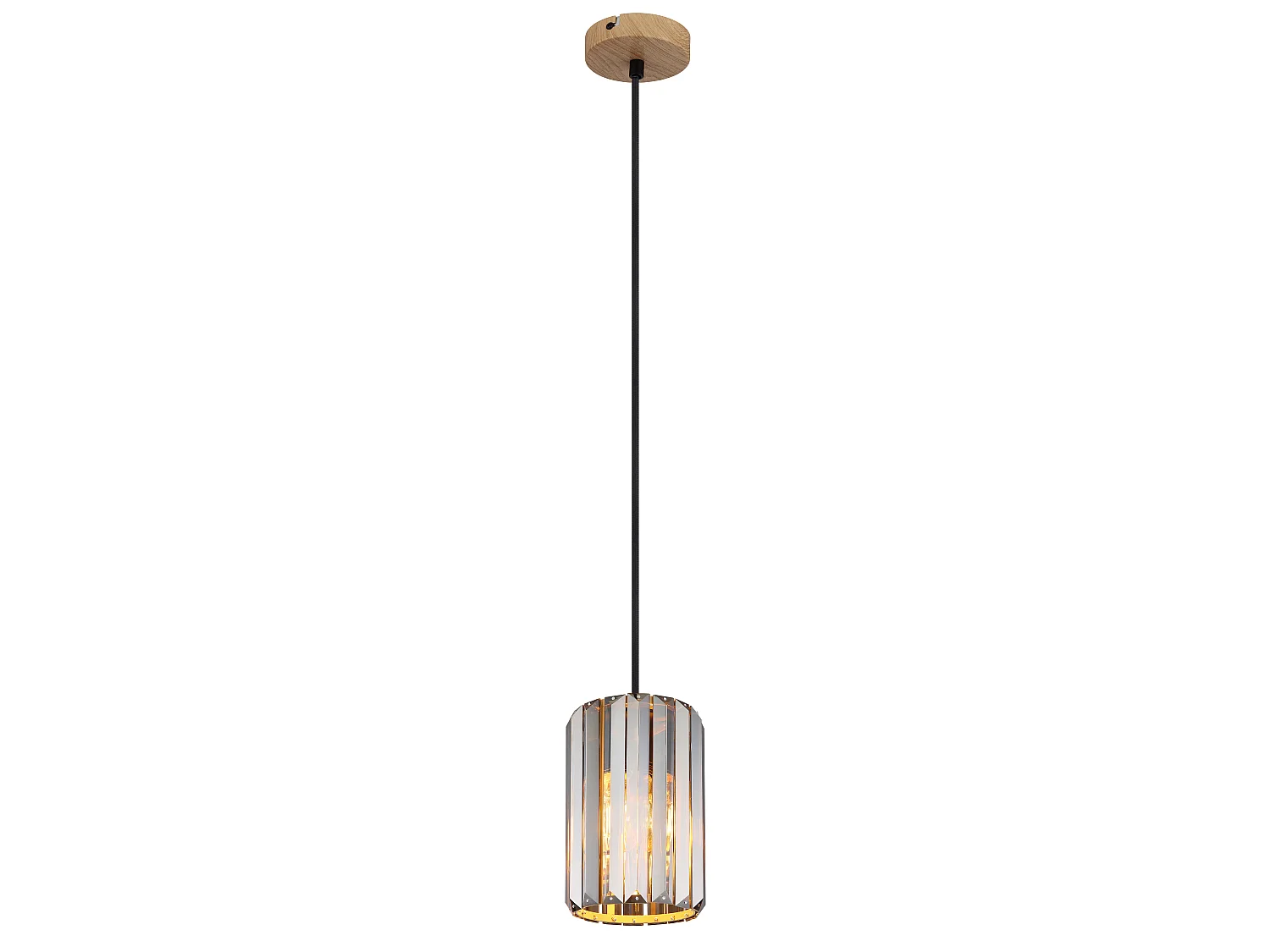 Suspension métal décor bois, 1x E27