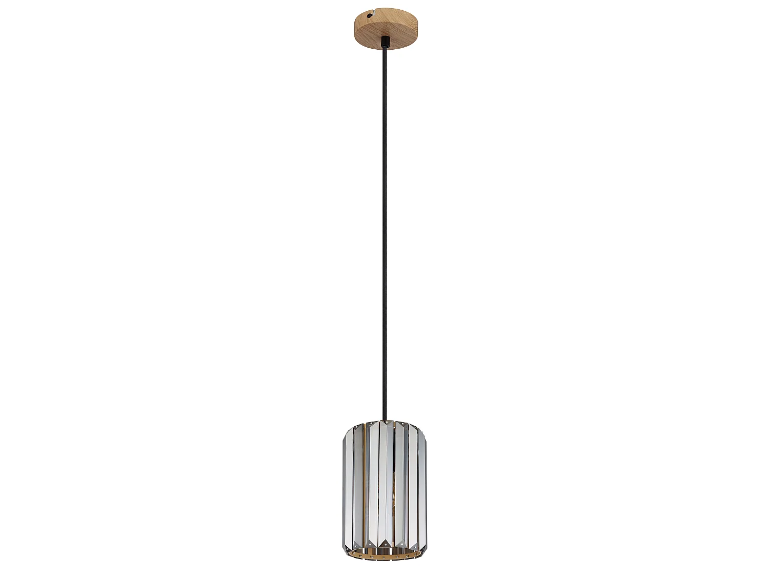 Suspension métal décor bois, 1x E27