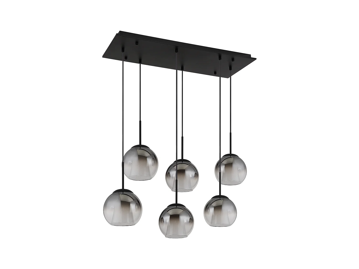 Suspension métal noir mat, 6x E27