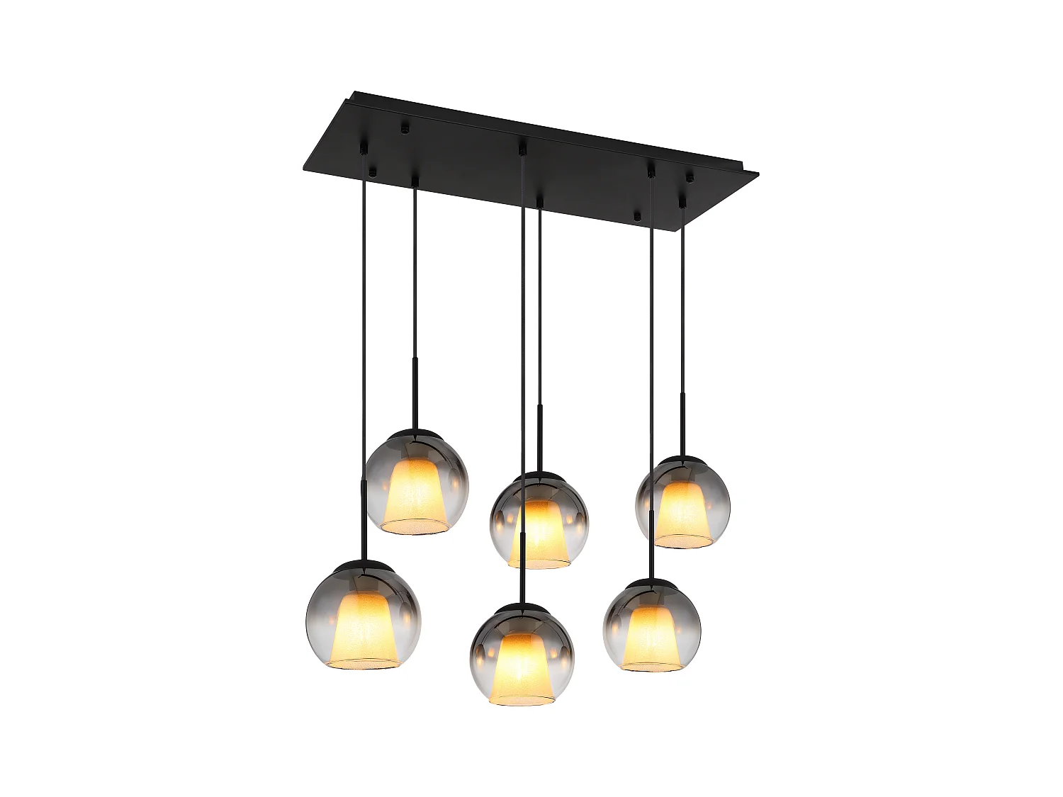 Suspension métal noir mat, 6x E27