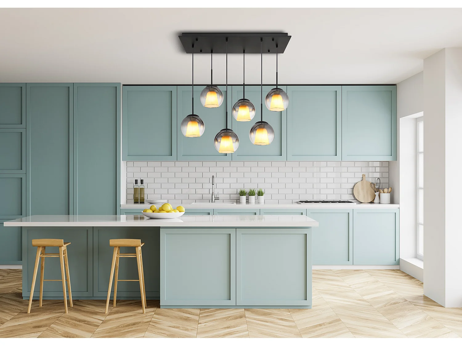 Hängeleuchte Metall schwarz matt, 6x E27