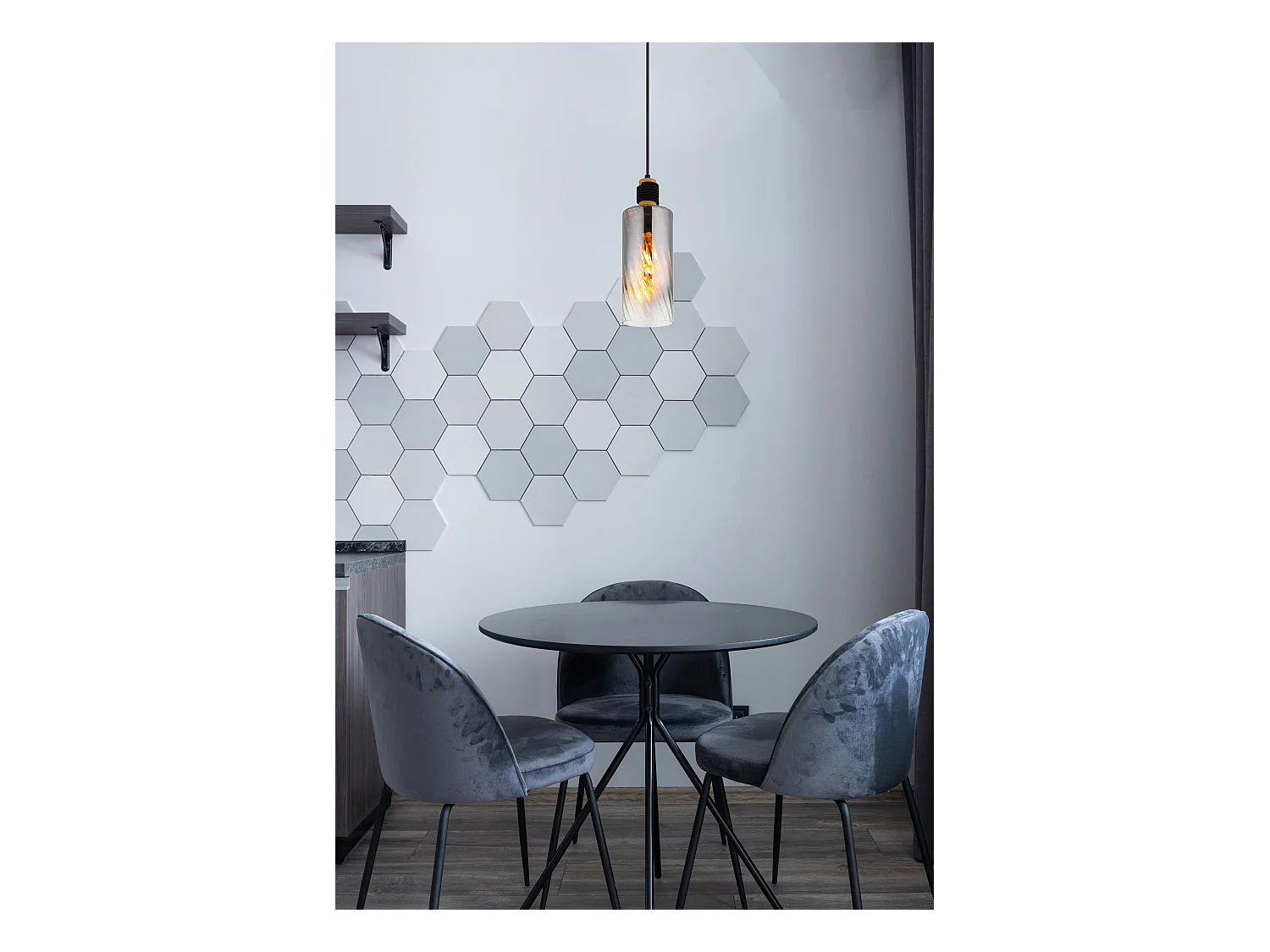 Suspension métal noir mat, 1x E27