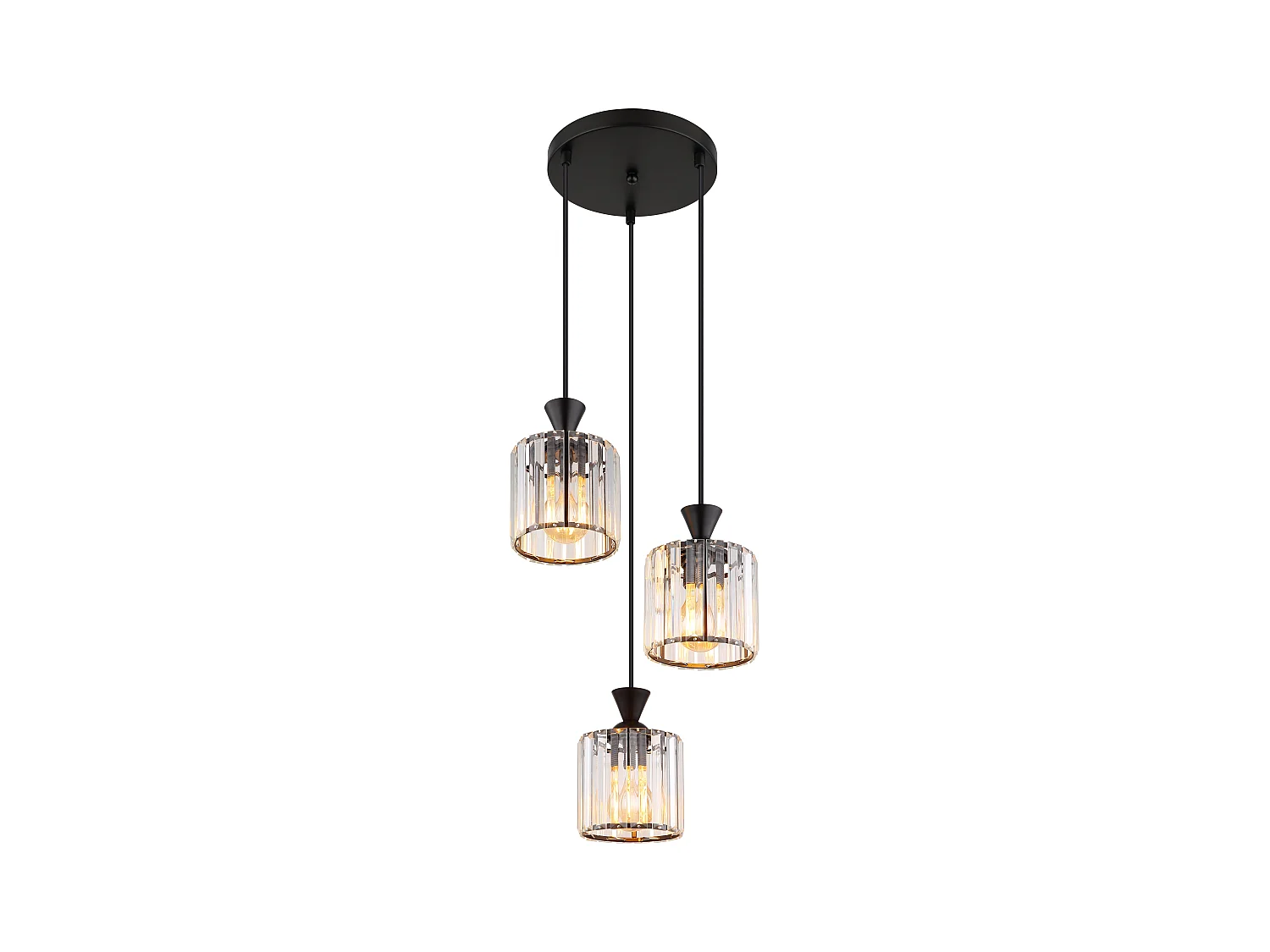 Suspension métal noir mat, 3x E27