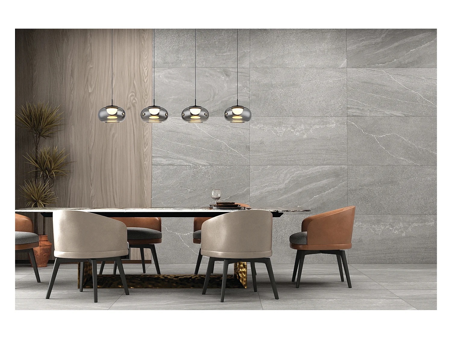 Suspension métal noir mat, LED