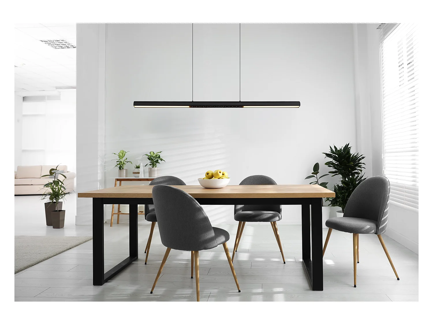 Suspension métal noir mat, LED