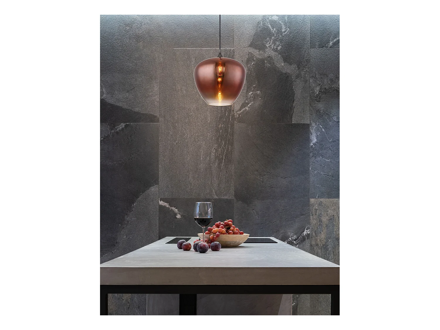 Suspension métal noir mat, 1x E27