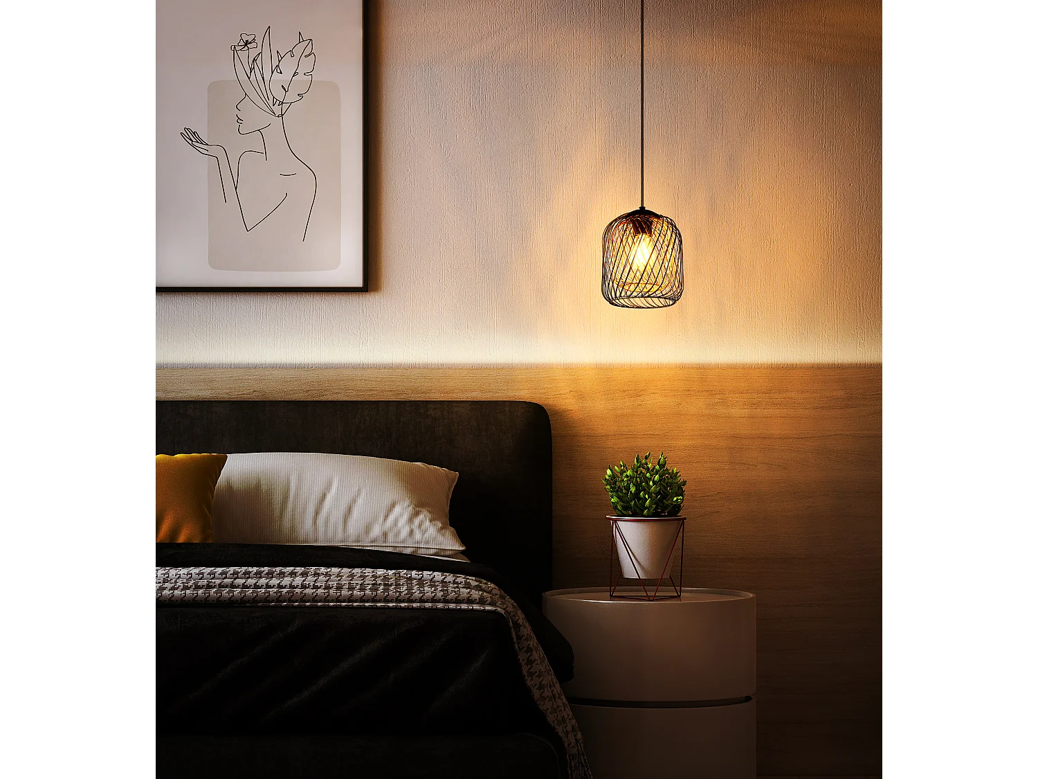 Hängeleuchte Metall schwarz matt, 1x E27