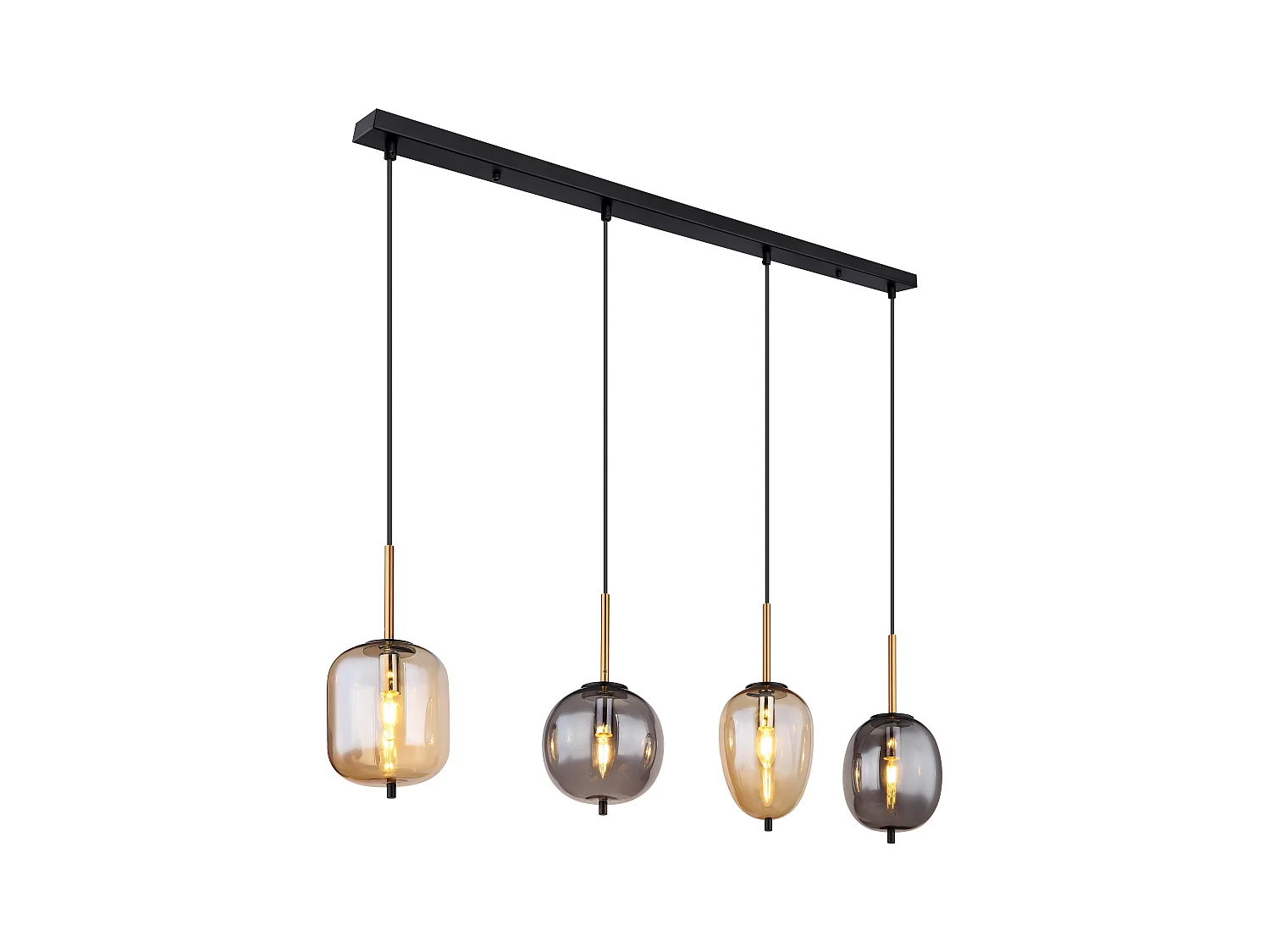 Suspension métal noir mat, 4x E14