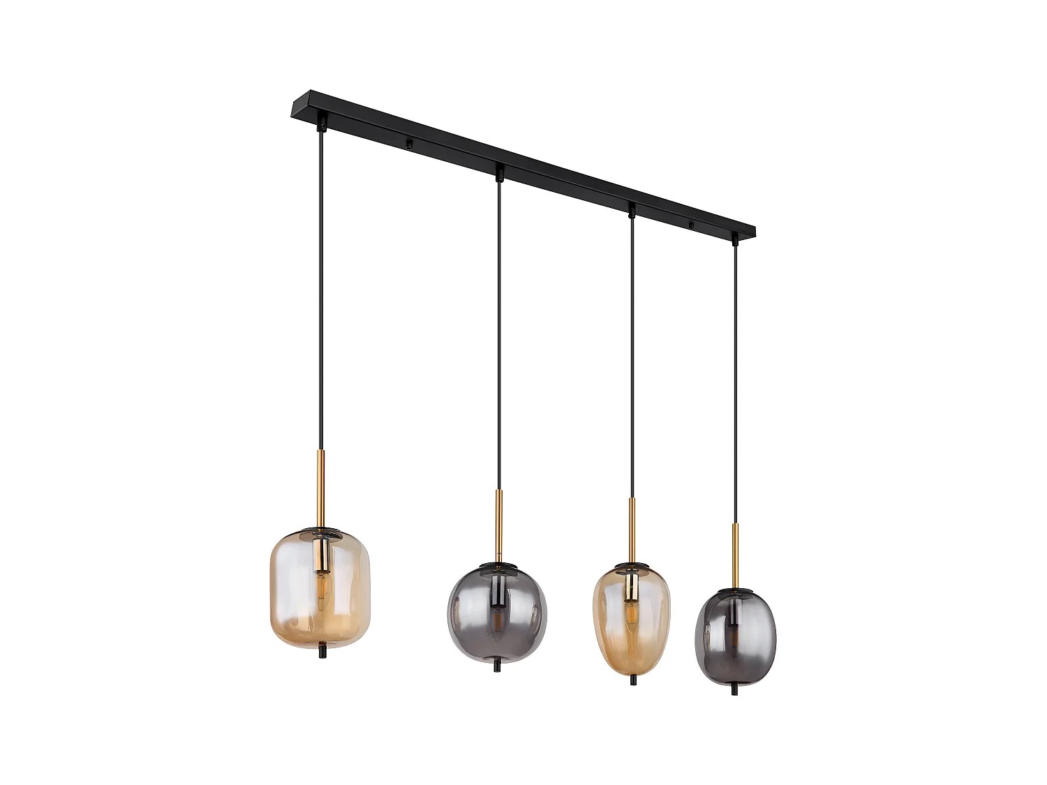 Suspension métal noir mat, 4x E14