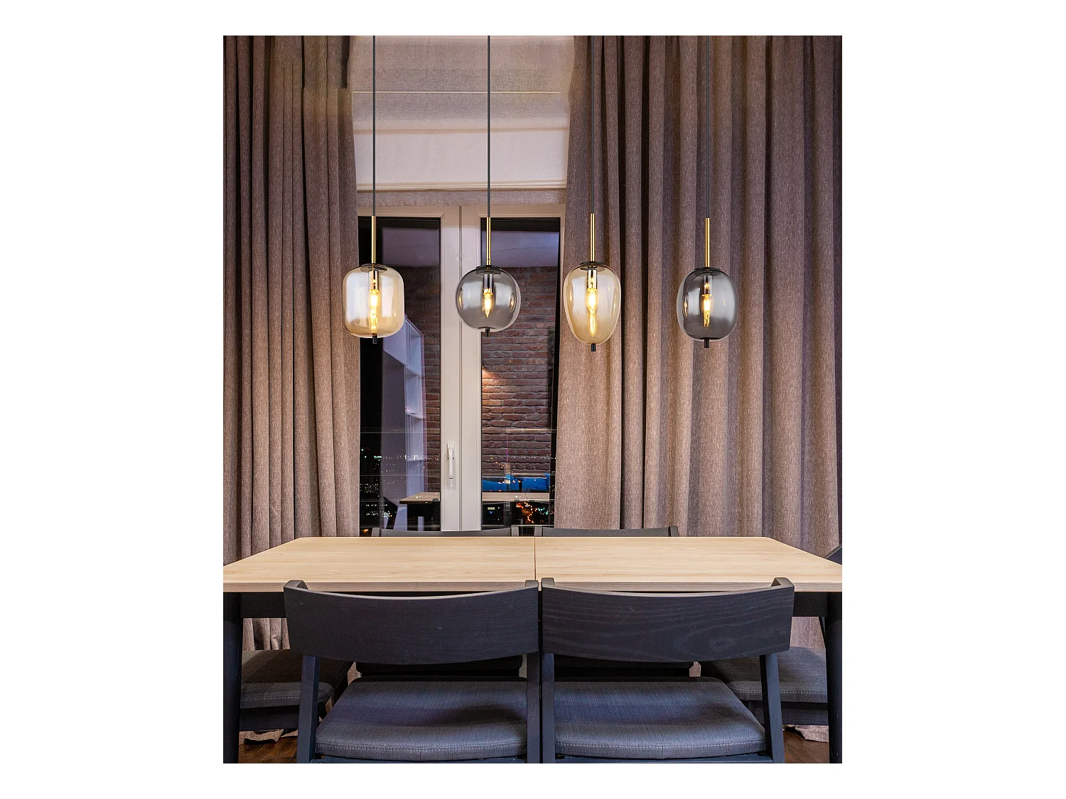 Suspension métal noir mat, 4x E14